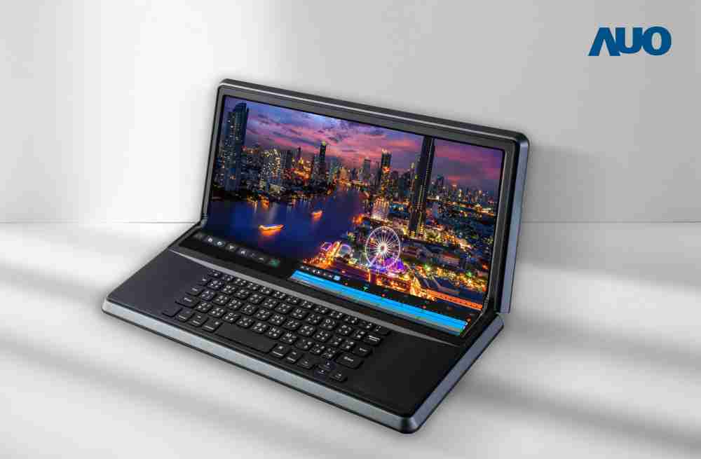 彩霸王14.6吋Micro LED折迭显示屏幕，，，搭配半径4mm的弯折绞炼，，以及高画素、、、、高亮度、、、、高对比度的显示技术特点，，，，即便在大视角下仍保有绝佳色相与亮度