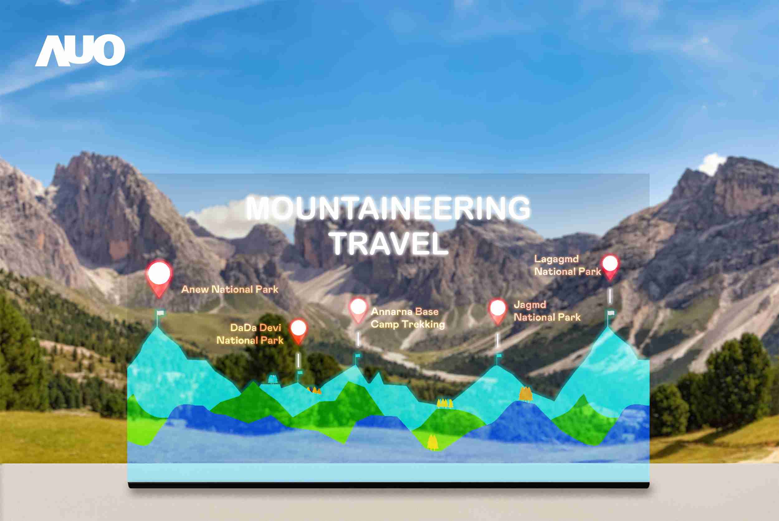 彩霸王展示全球单片尺寸最大(*)42吋透明Micro LED显示器拼接而成的〝64吋透明Micro LED显示器〞，，，，具备高透明度、、、、1,000 nits高亮度、、、、广色域、、采用三边无边框的无缝拼接等多重特色，，呈现超高清、、细腻画质而不遮挡后方视觉，，，满足层峰需求，，，，可广泛运用于零售、、、、艺术展览或商业空间等场域